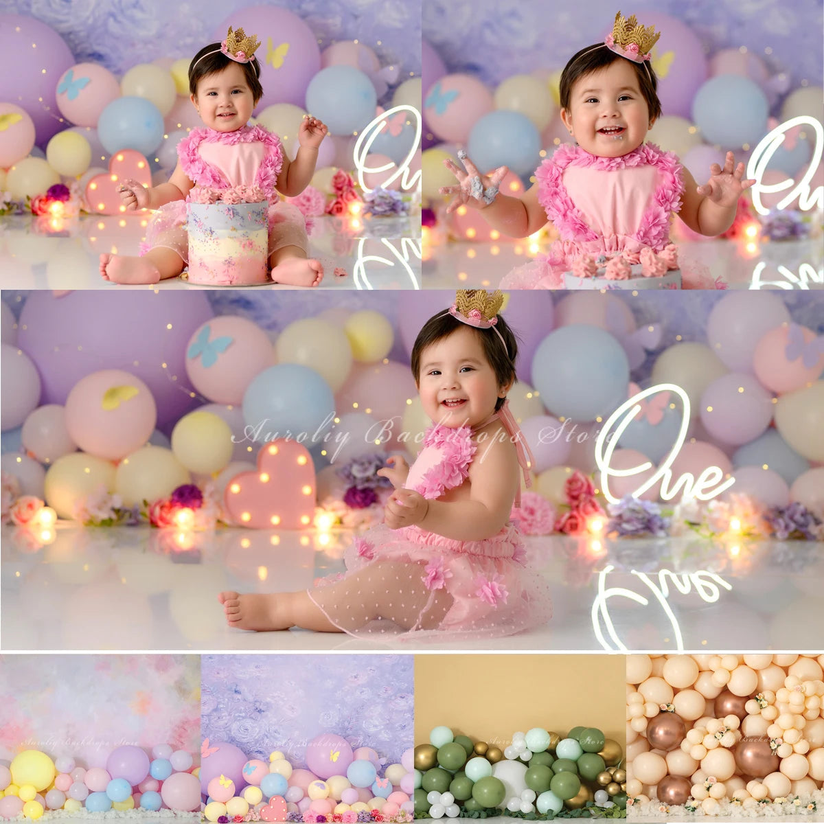 KMK - Purple Birthday Balloons Backdrop