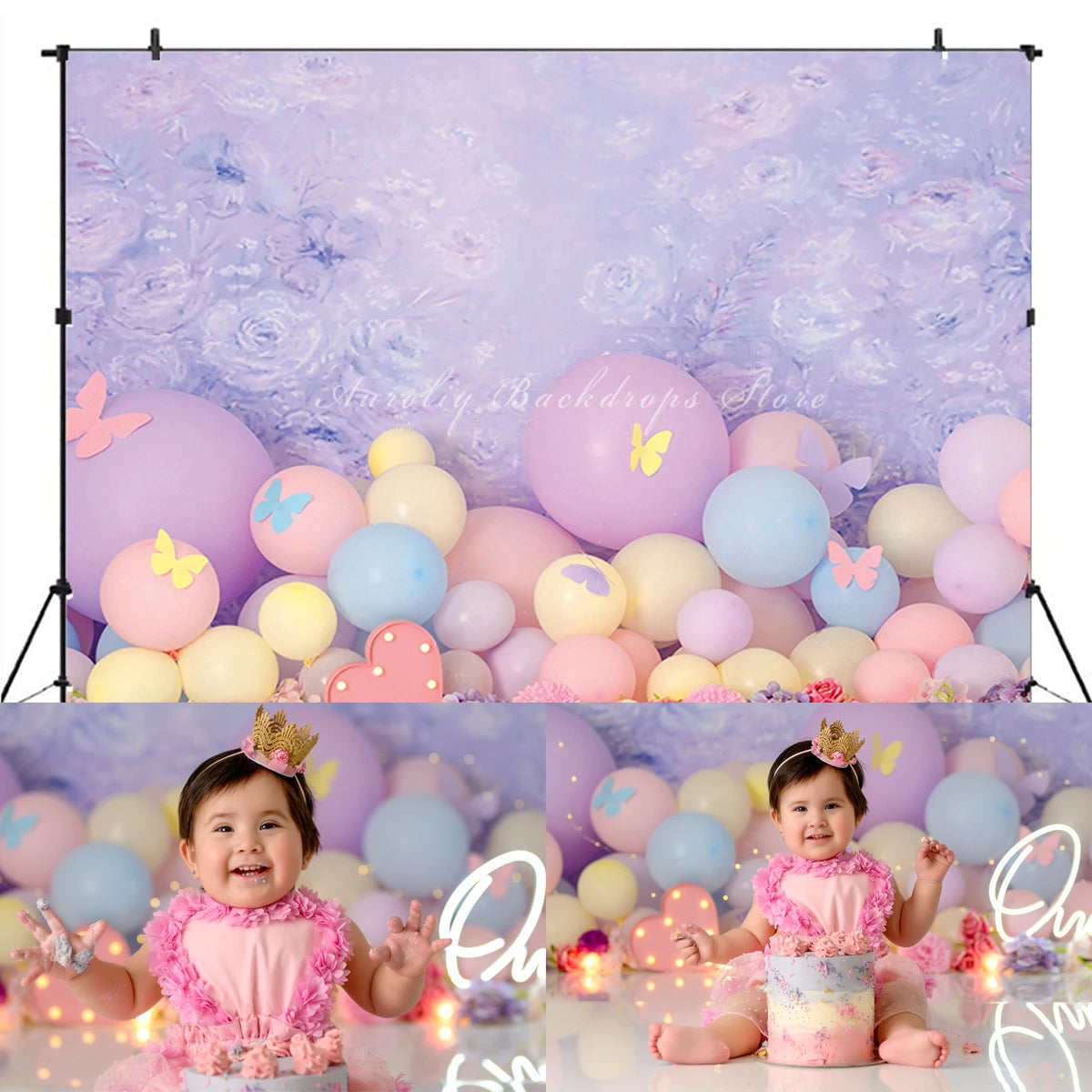 KMK - Purple Birthday Balloons Backdrop