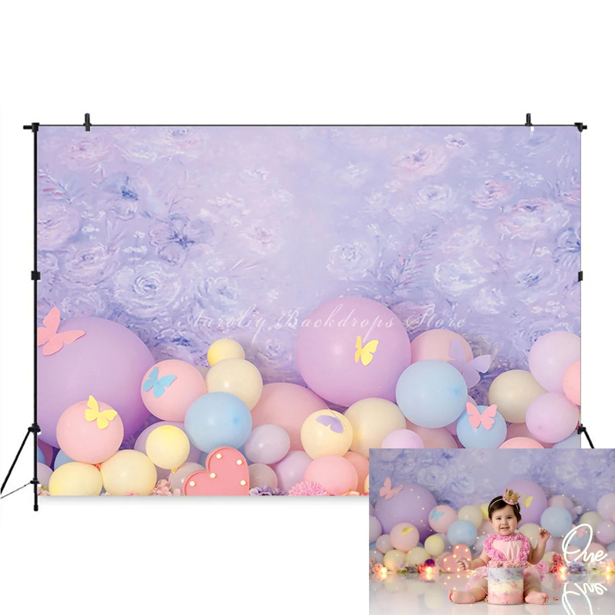 KMK - Purple Birthday Balloons Backdrop