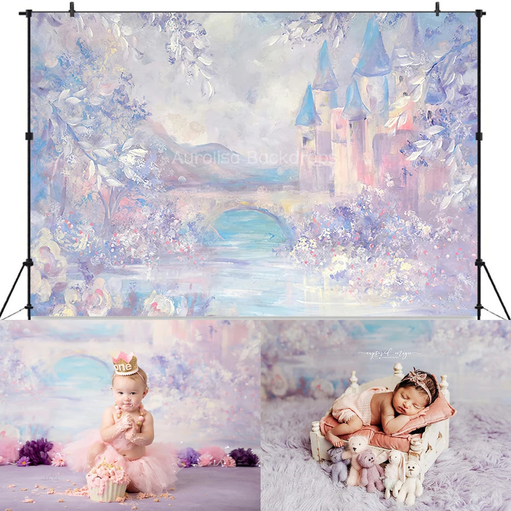 KMK - Purple Fairy Castle Watercolour Backdrop