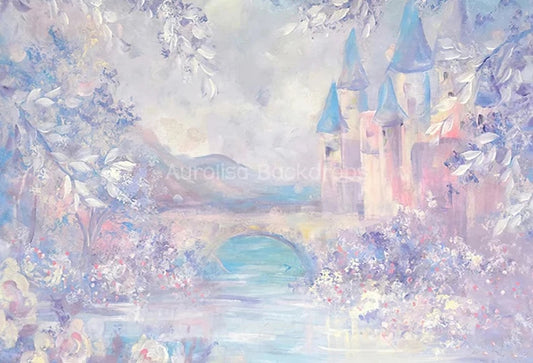 KMK - Purple Fairy Castle Watercolour Backdrop