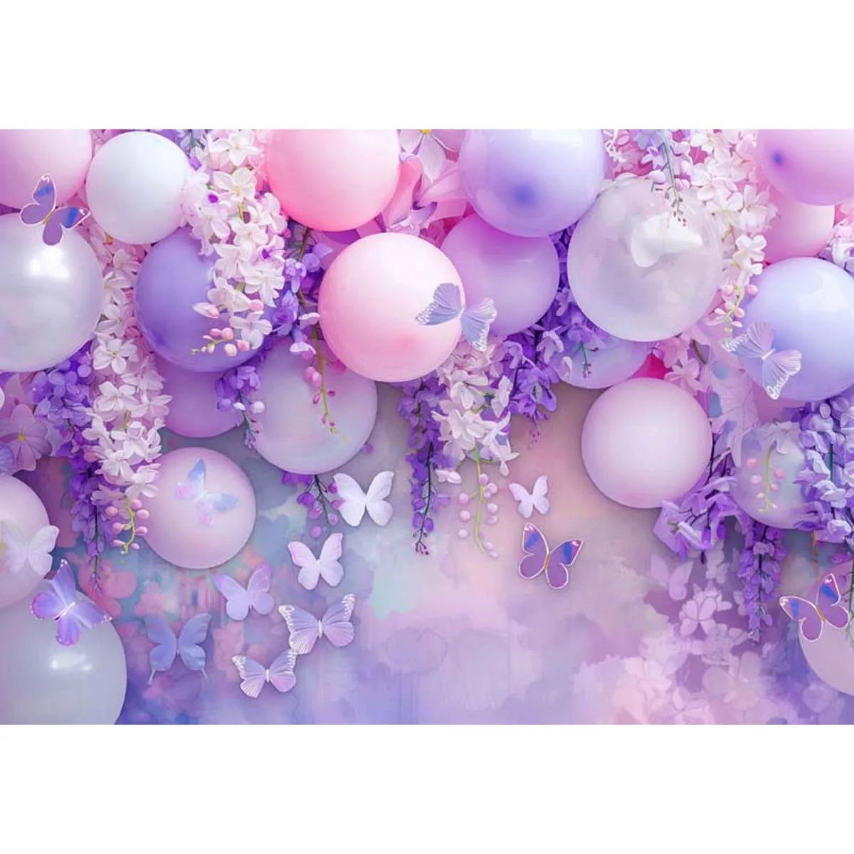 KMK - Purple Floral Dream Wall Poly Photography Backdrop