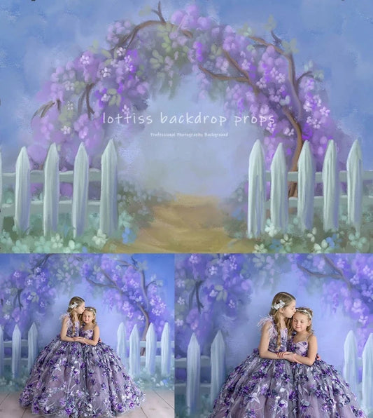 KMK - Purple Spring Floral Garden Arch Backdrop