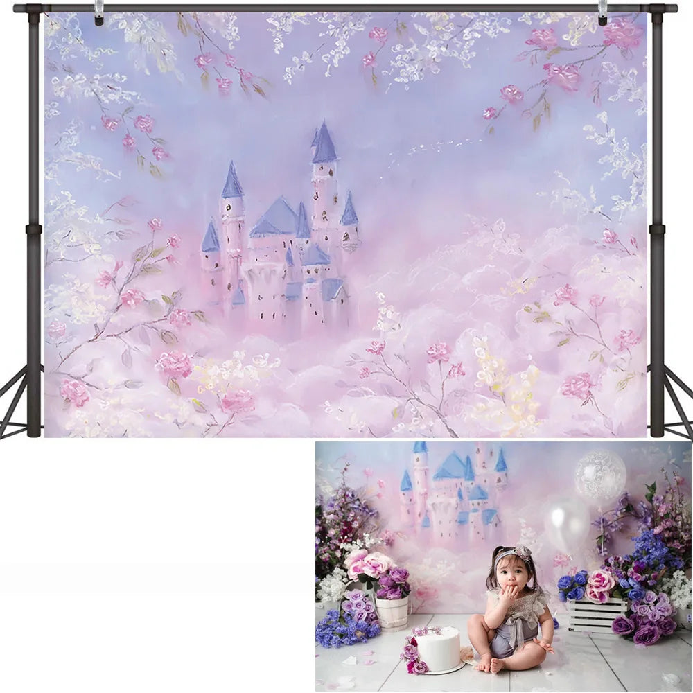 KMK - Purple fairy castle watercolour backdrop