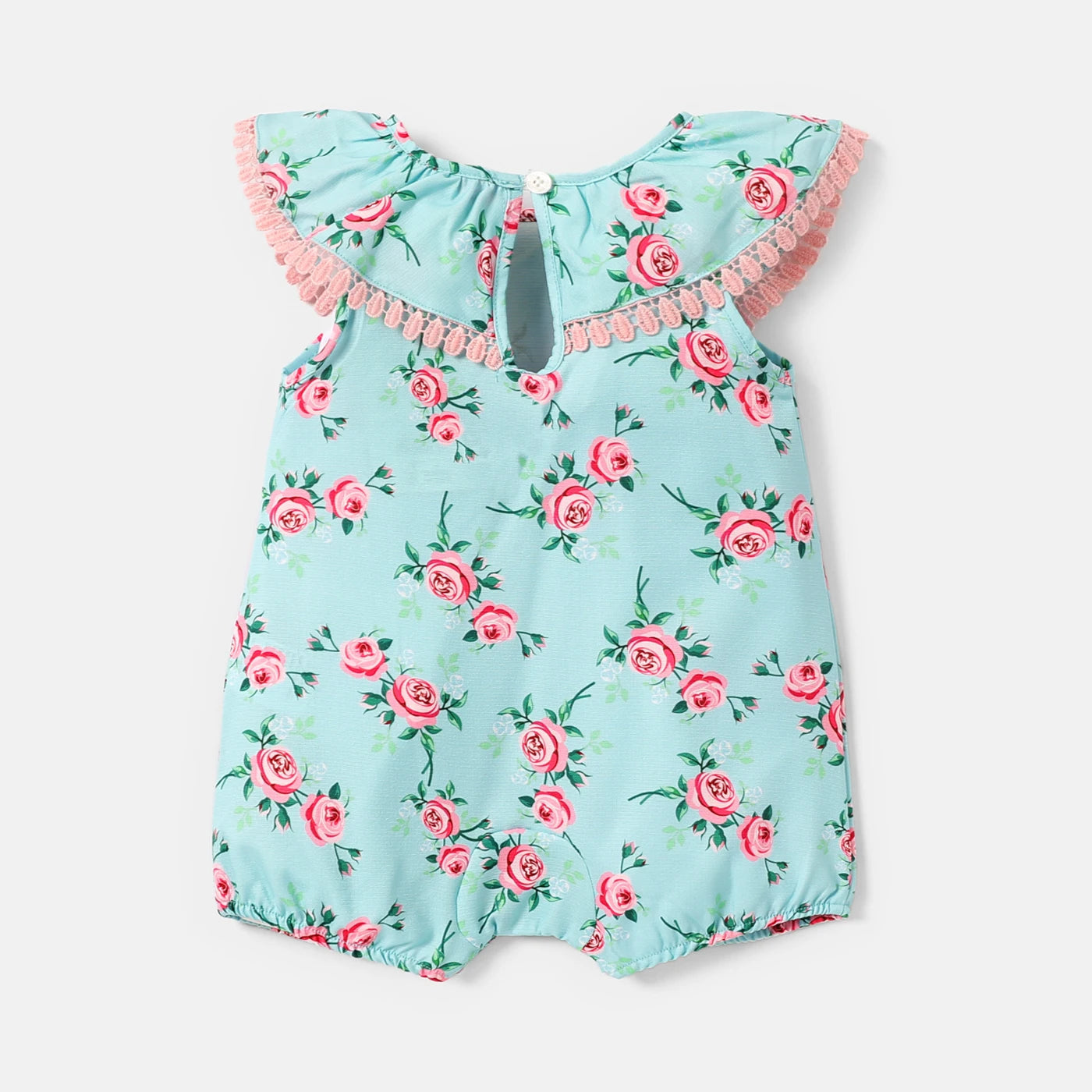 KMK - Rabbit Embroidered Floral Ruffle Sleeveless Romper