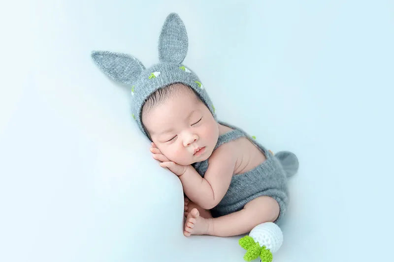 KMK - Rabbit Hat+Romper +Radish 5Pcs/set