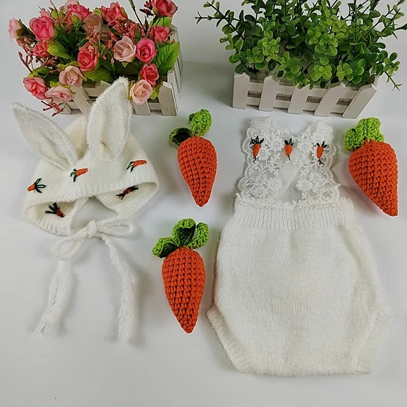 KMK - Rabbit Hat+Romper +Radish 5Pcs/set