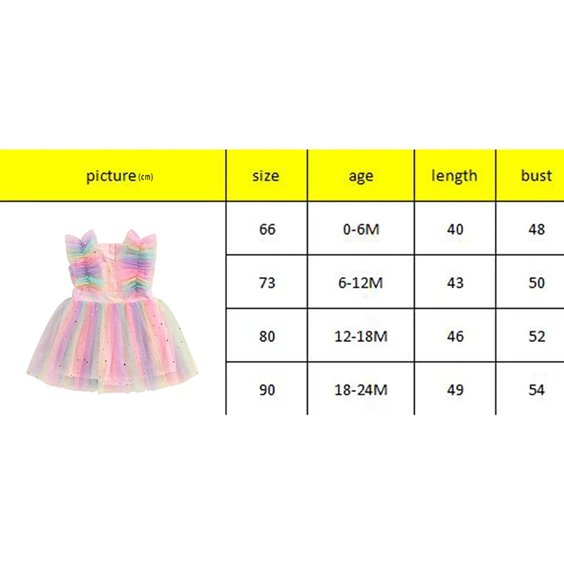 KMK - Rainbow Print Mesh Tulle Dress