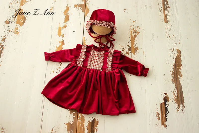 KMK - Red Christmas velvet dress 3 piece set