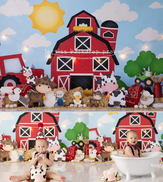 KMK - Red Farm Barnyard Backdrop