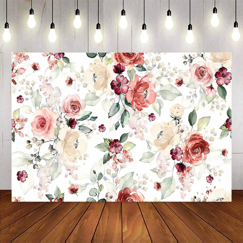 KMK - Red Floral Watercolour Backdrop