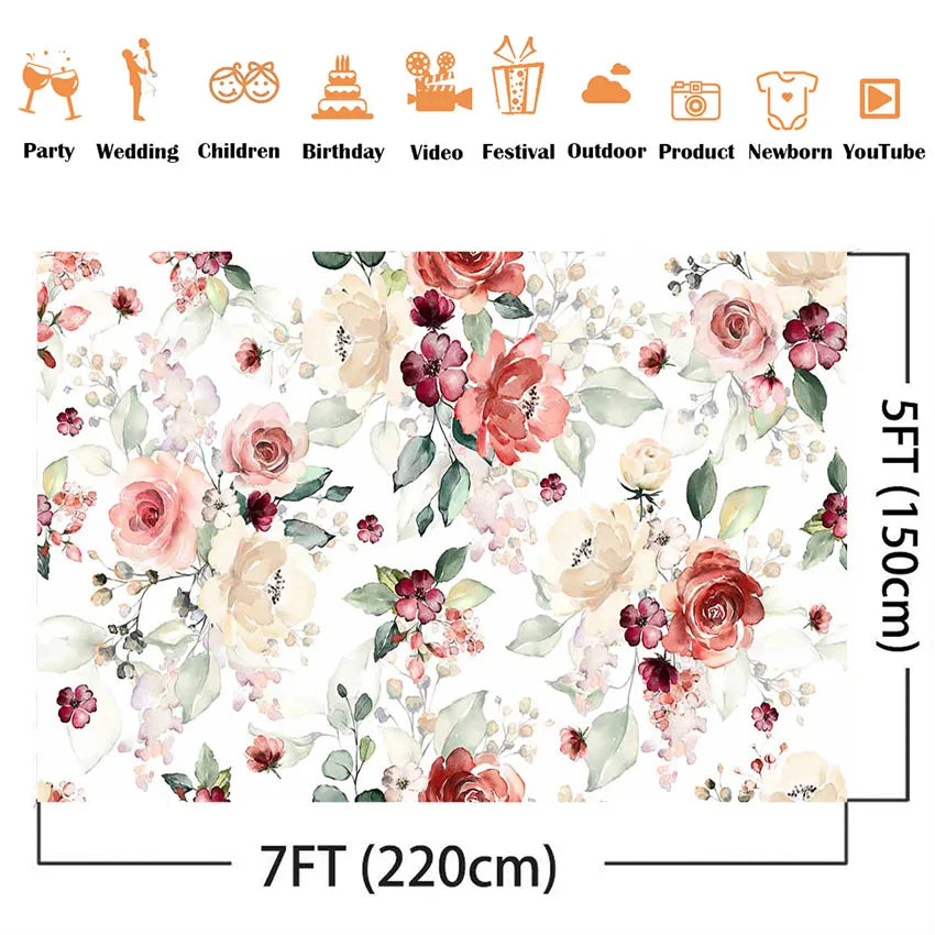 KMK - Red Floral Watercolour Backdrop