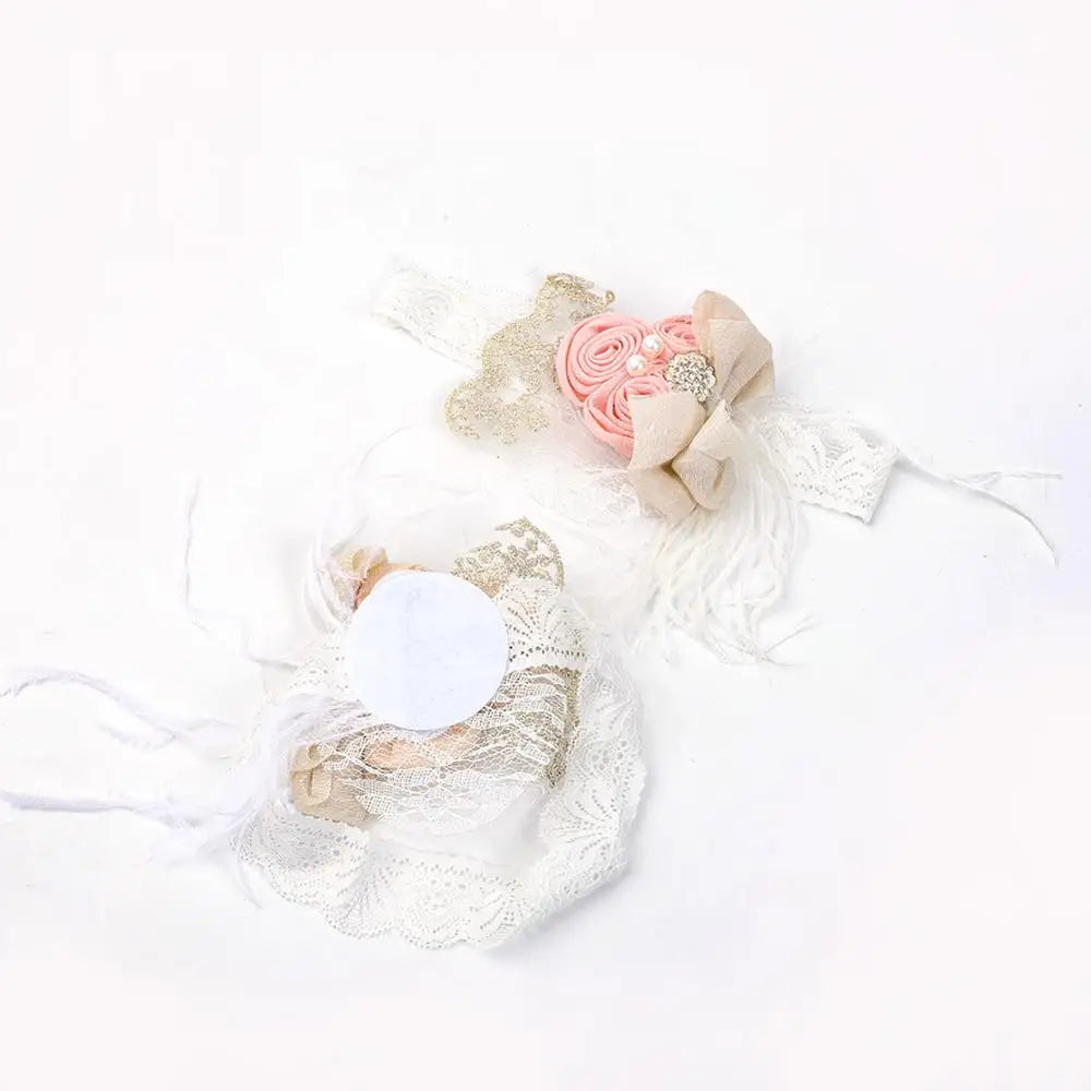 KMK - Satin Flower Feather Headband