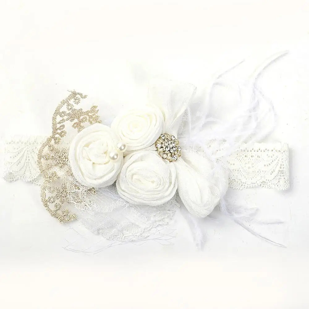 KMK - Satin Flower Feather Headband