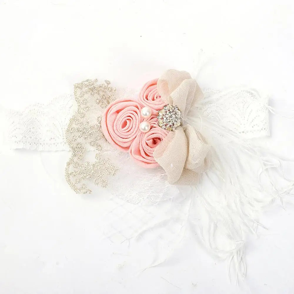 KMK - Satin Flower Feather Headband