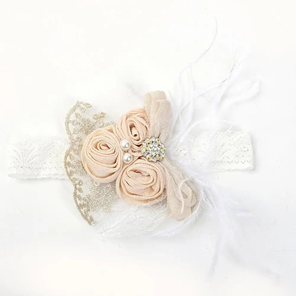 KMK - Satin Flower Feather Headband