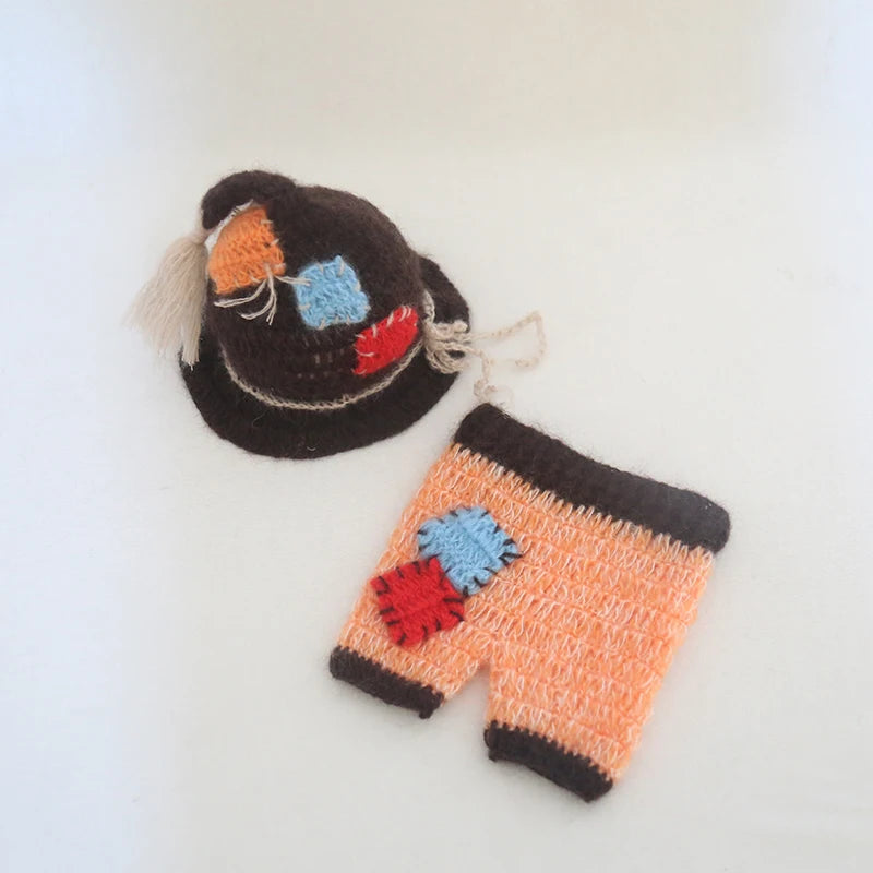 KMK - Scarecrow Knit Romper + Sleep Hat Set