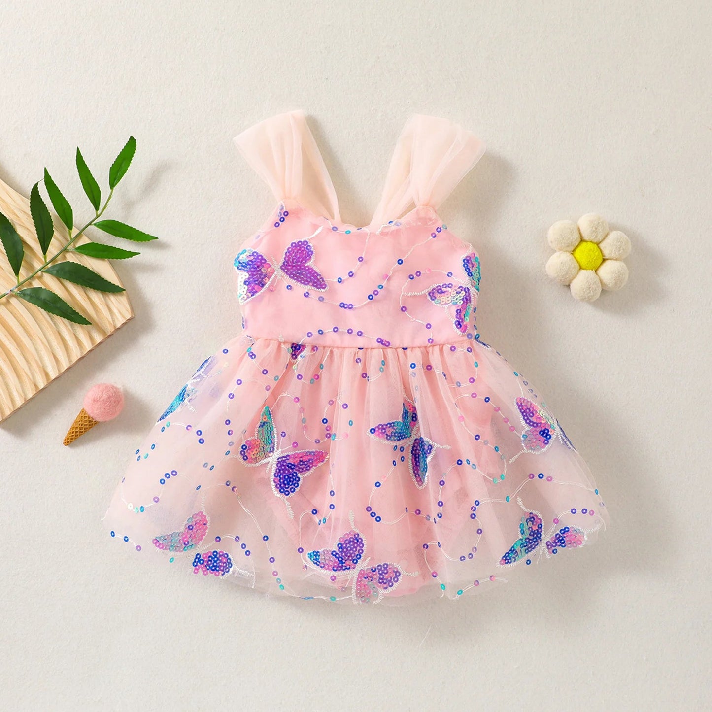 KMK - Sequin Butterfly Romper Dress