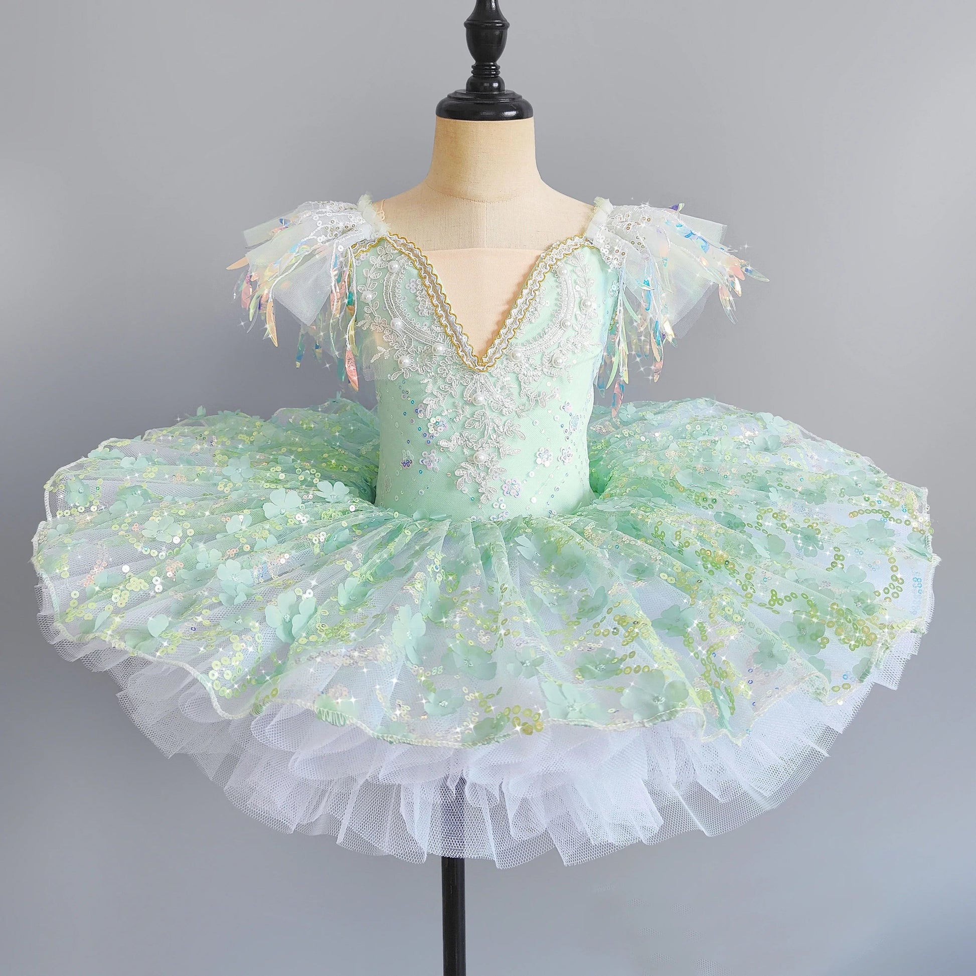 KMK - Sequined Flower Tutu Ballet Dress