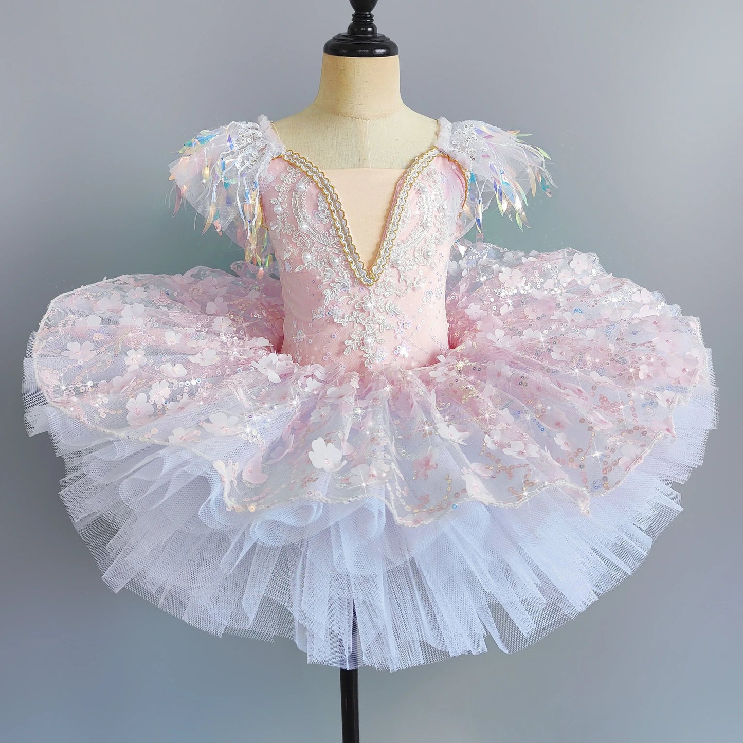 KMK - Sequined Flower Tutu Ballet Dress