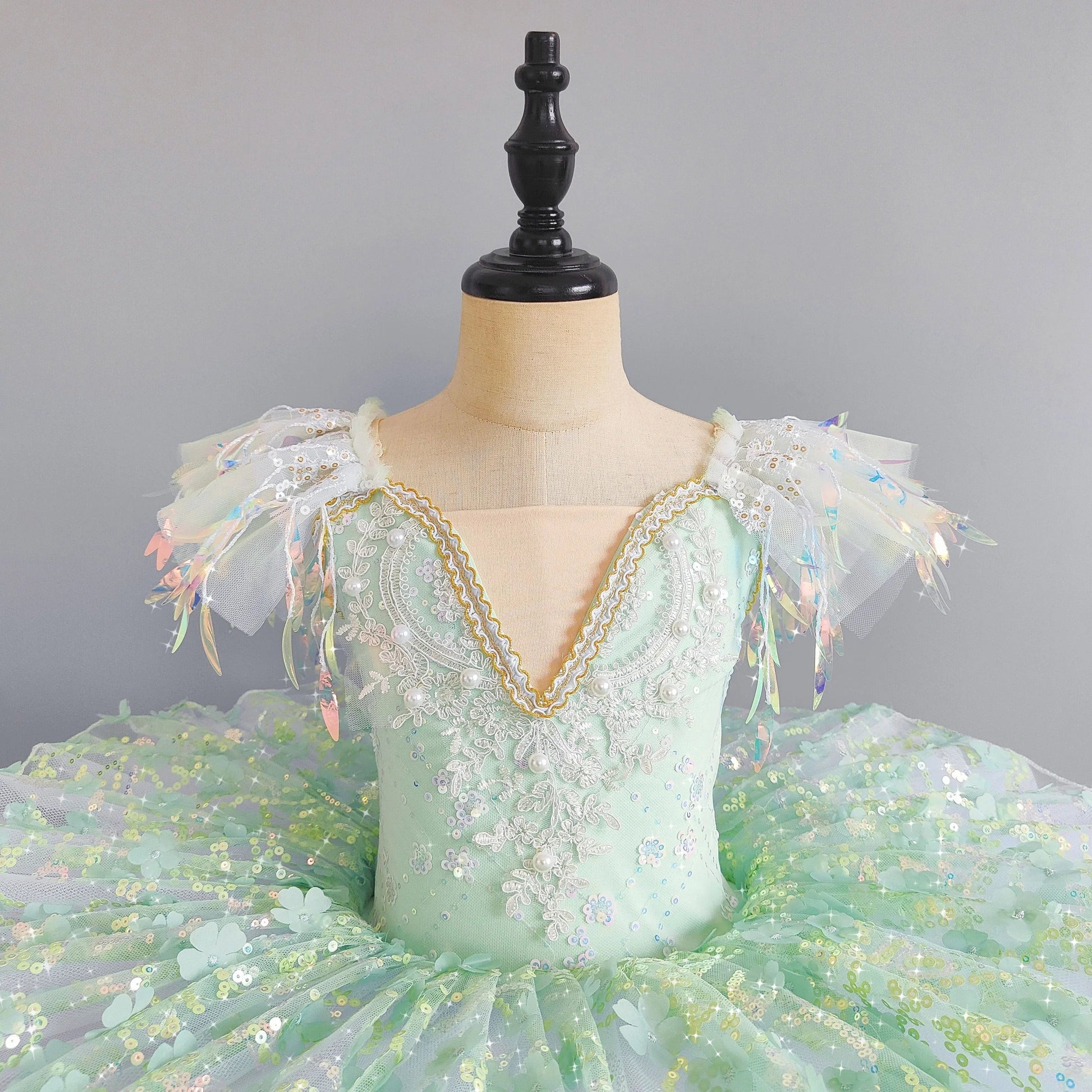 KMK - Sequined Flower Tutu Ballet Dress