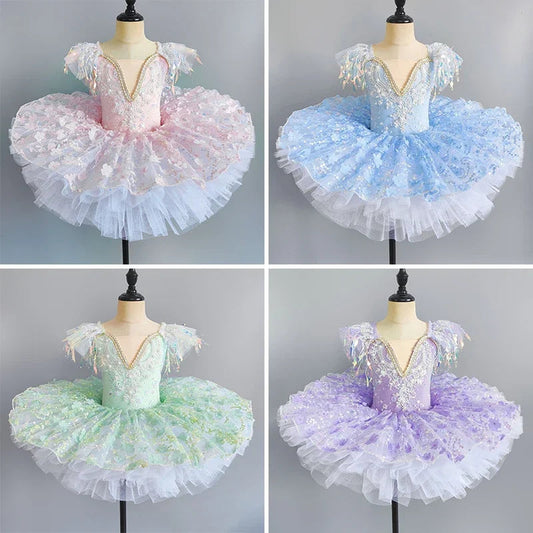 KMK - Sequined Flower Tutu Ballet Dress