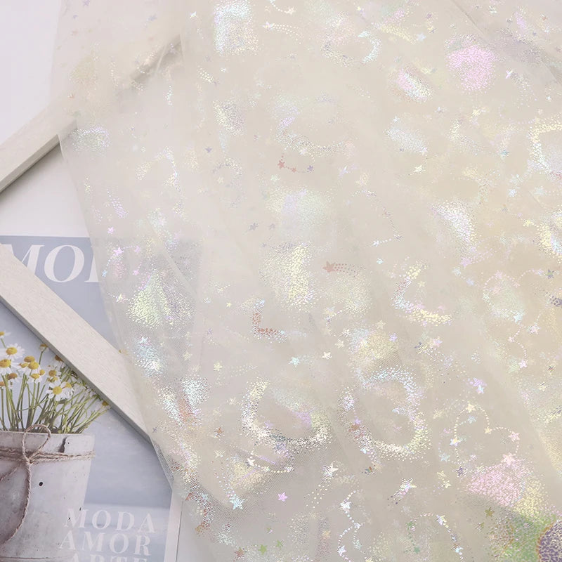 KMK - Shimmery Heart Mesh Fabric