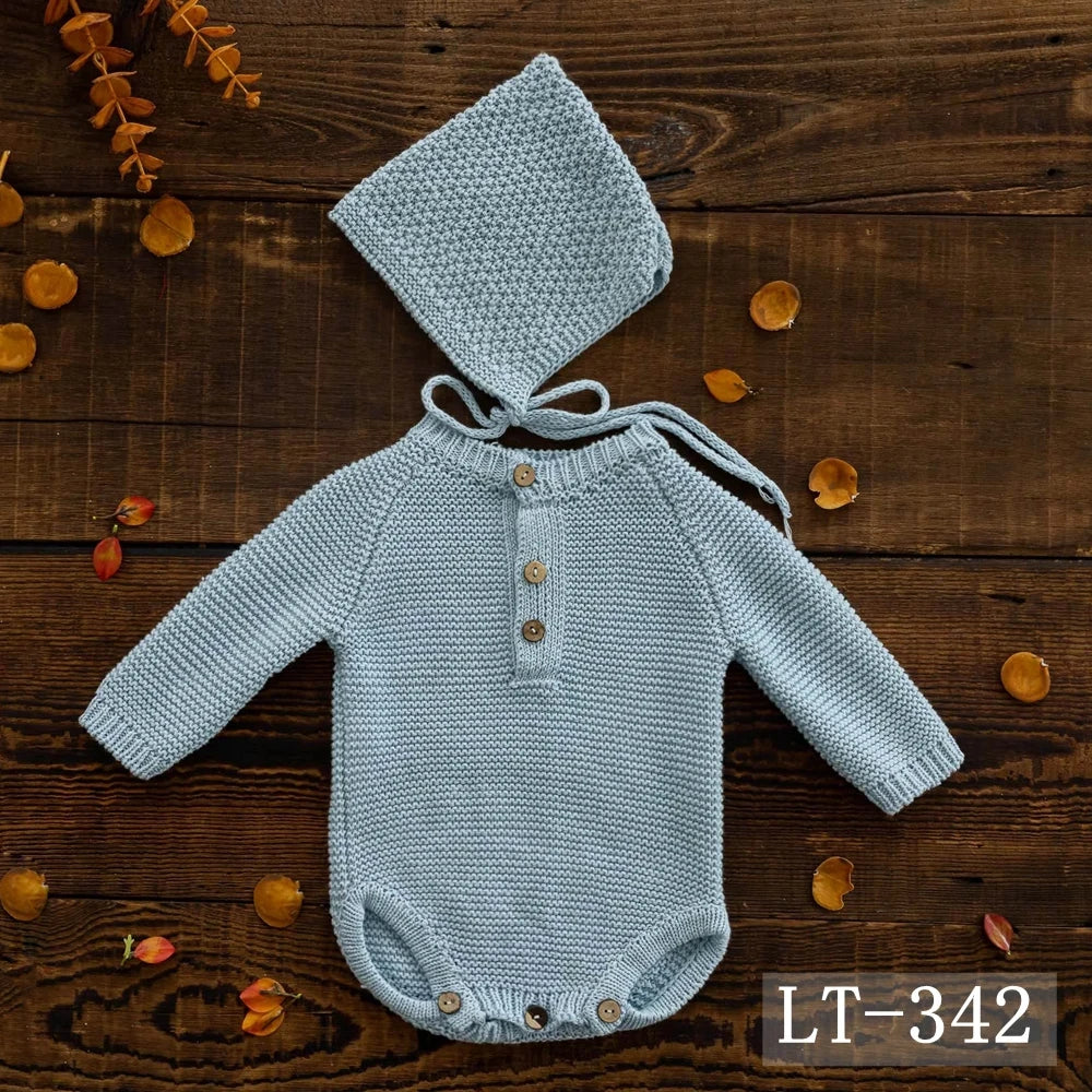 KMK - Simple Knit Romper + Hat 2pc/Set