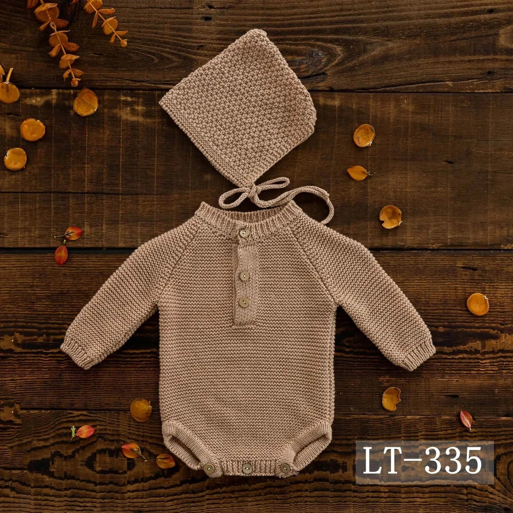 KMK - Simple Knit Romper + Hat 2pc/Set