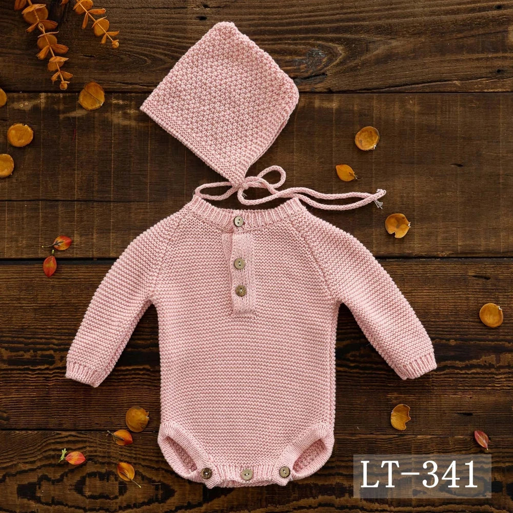 KMK - Simple Knit Romper + Hat 2pc/Set