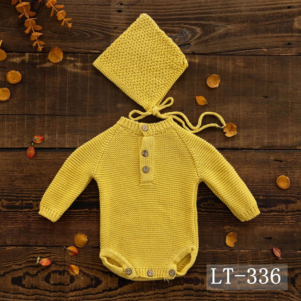 KMK - Simple Knit Romper + Hat 2pc/Set