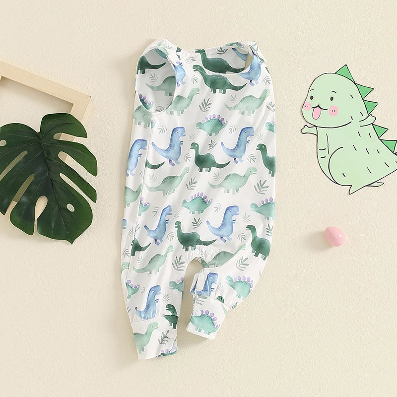 KMK - Sleeveless Dinosaur Print Romper