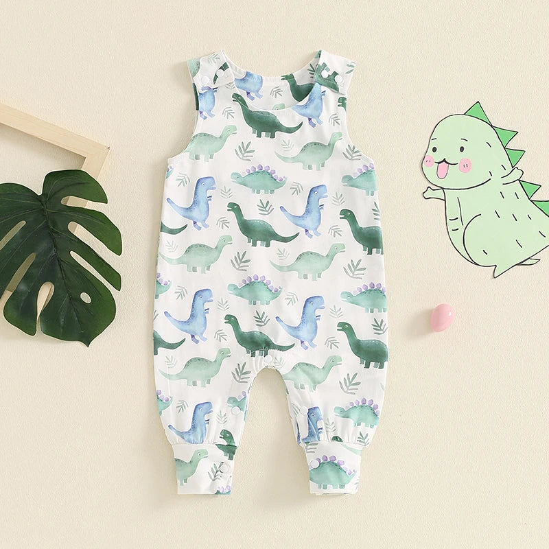 KMK - Sleeveless Dinosaur Print Romper