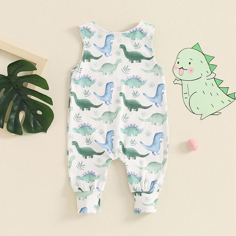 KMK - Sleeveless Dinosaur Print Romper