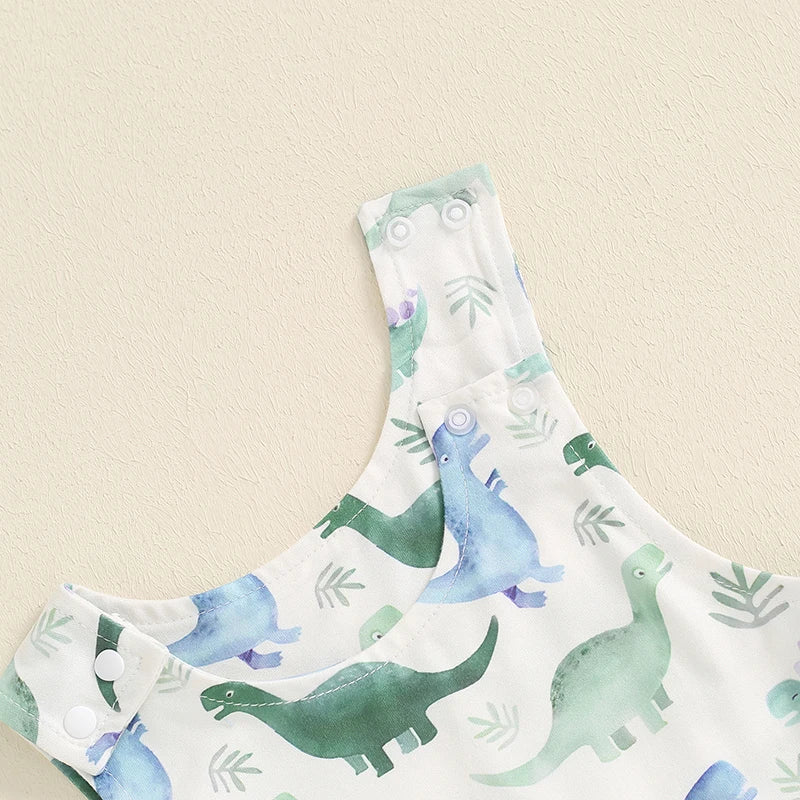 KMK - Sleeveless Dinosaur Print Romper