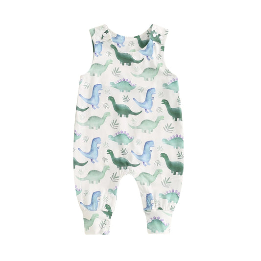 KMK - Sleeveless Dinosaur Print Romper