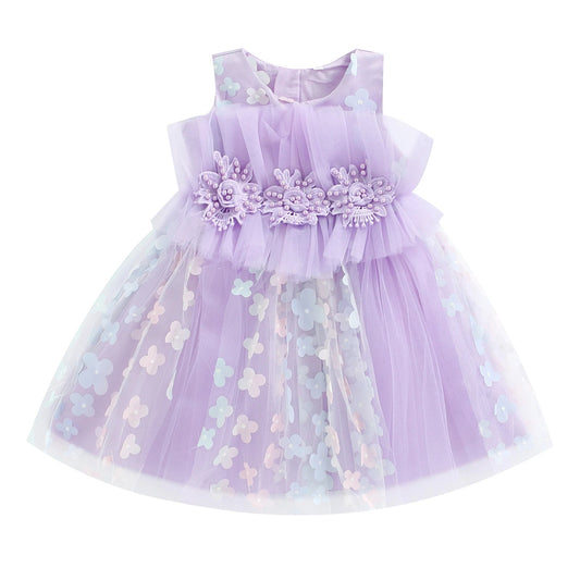 KMK - Sleeveless Flower Lace Tutu Dress