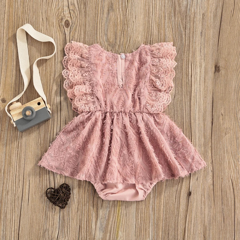 KMK - Sleeveless Lace Flowers Tassel Romper