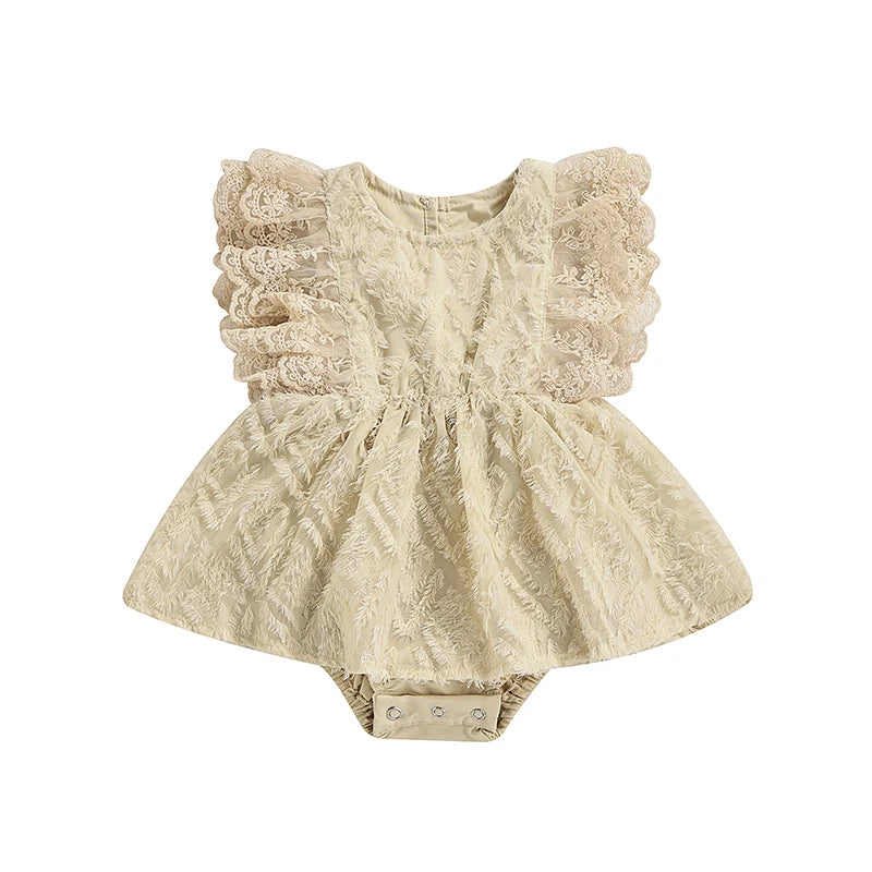 KMK - Sleeveless Lace Flowers Tassel Romper