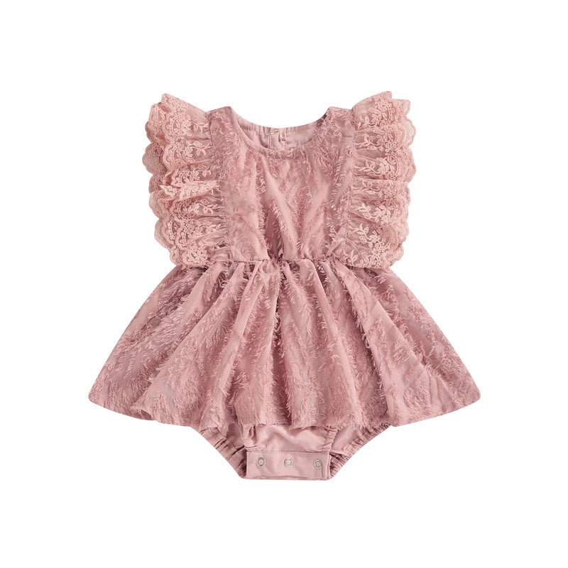 KMK - Sleeveless Lace Flowers Tassel Romper