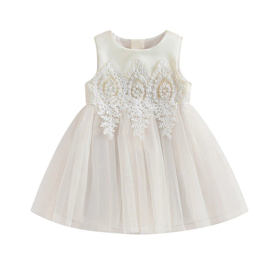 KMK - Sleeveless Pearl Lace Party Dress