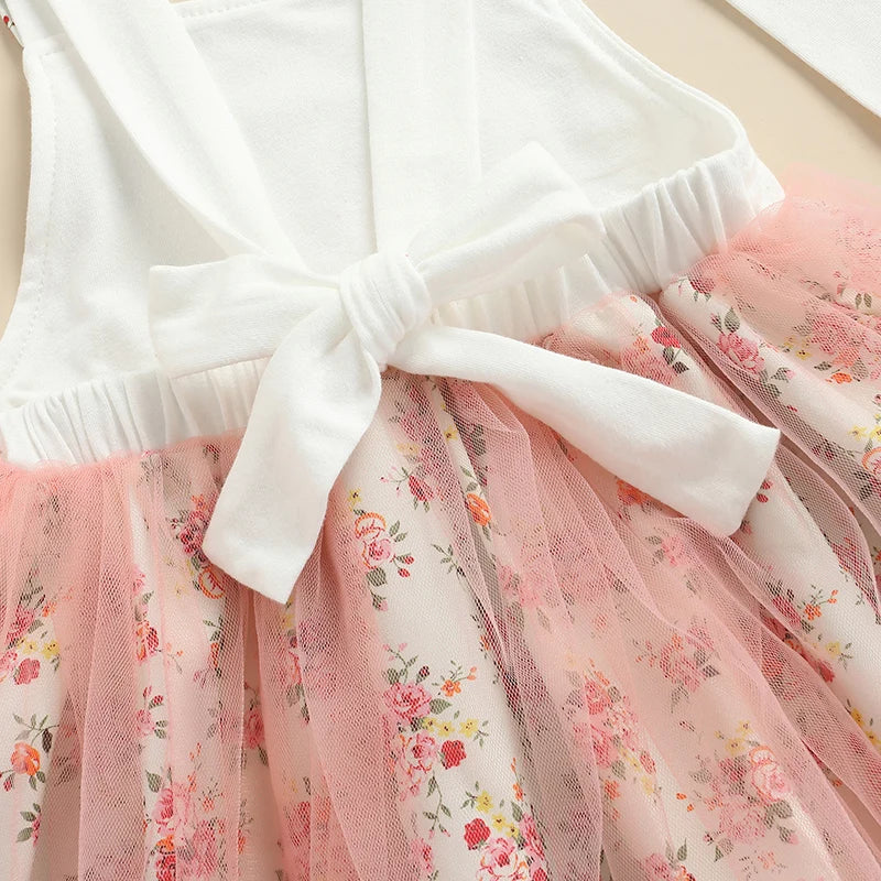 KMK - Sleeveless Rabbit Floral Printed Lace Tutu Dress