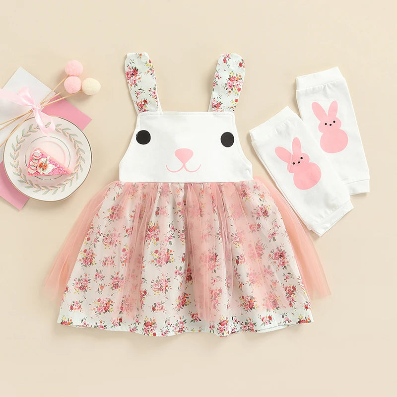 KMK - Sleeveless Rabbit Floral Printed Lace Tutu Dress