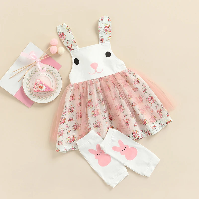 KMK - Sleeveless Rabbit Floral Printed Lace Tutu Dress