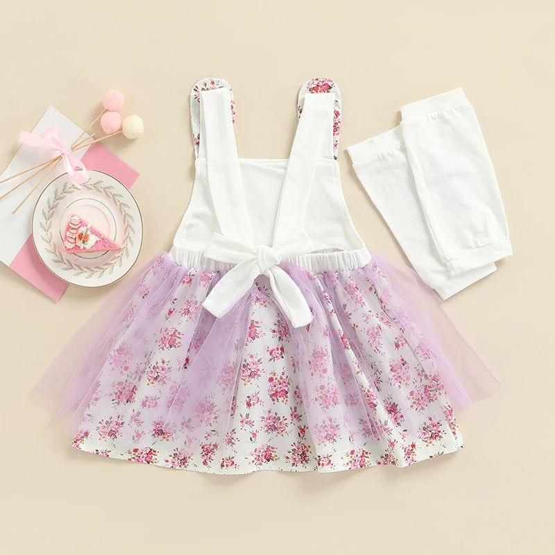 KMK - Sleeveless Rabbit Floral Printed Lace Tutu Dress