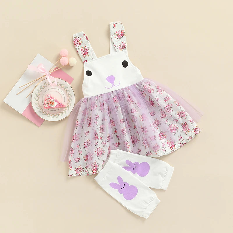 KMK - Sleeveless Rabbit Floral Printed Lace Tutu Dress