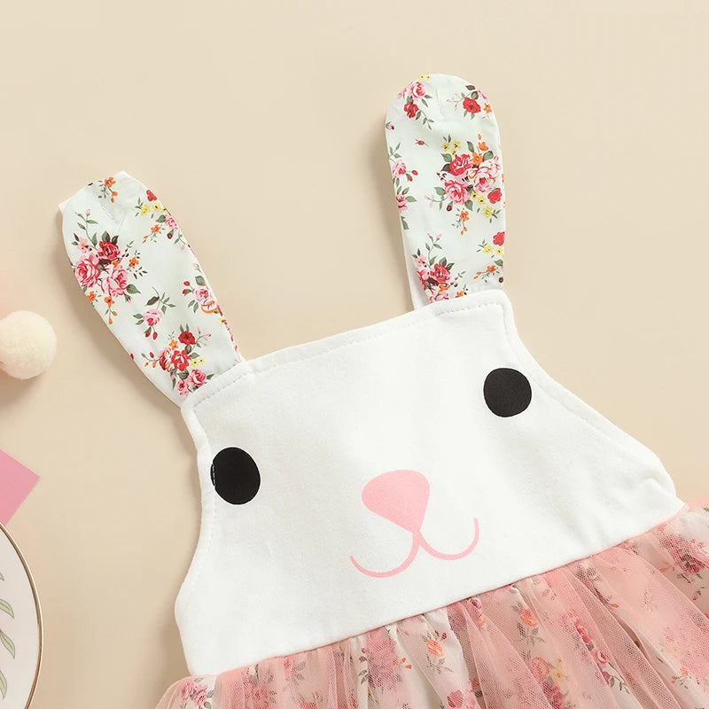 KMK - Sleeveless Rabbit Floral Printed Lace Tutu Dress