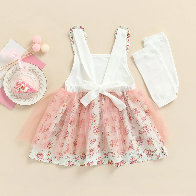 KMK - Sleeveless Rabbit Floral Printed Lace Tutu Dress