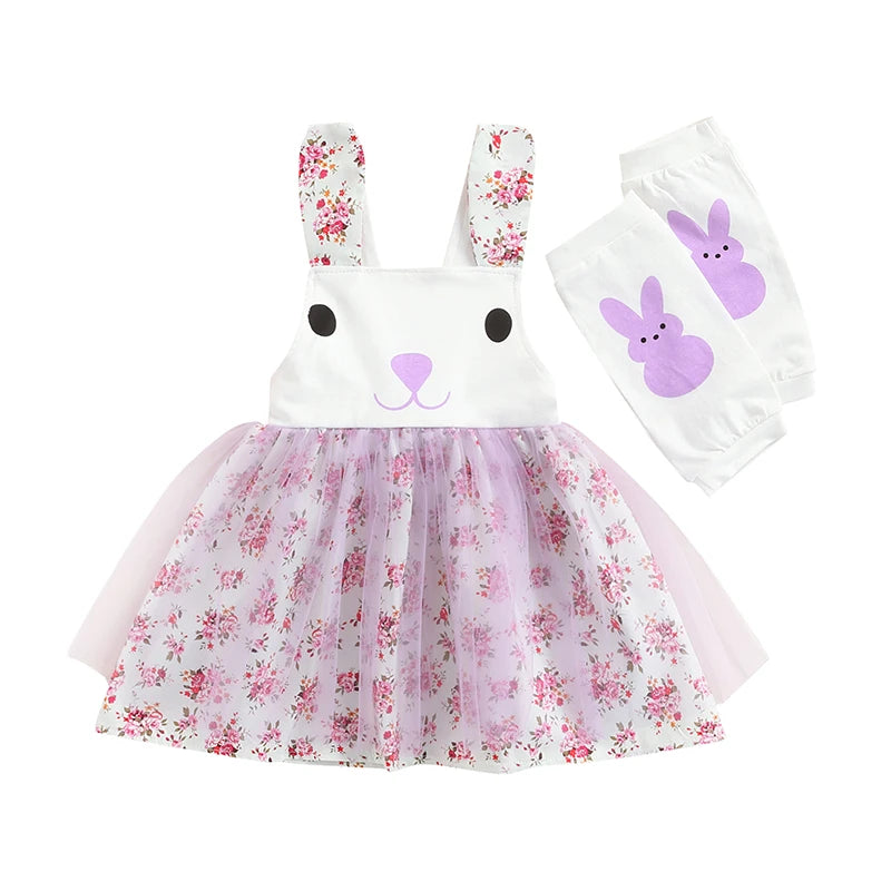 KMK - Sleeveless Rabbit Floral Printed Lace Tutu Dress