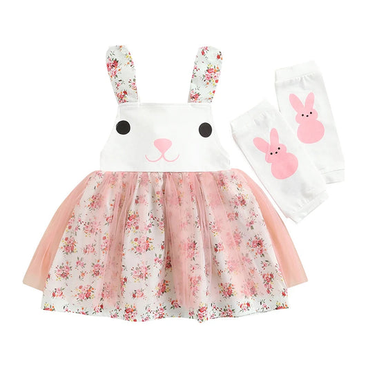 KMK - Sleeveless Rabbit Floral Printed Lace Tutu Dress